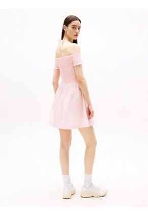 Vestido Multicolor Corto Evasé De Cuello Halter Tommy Jeans