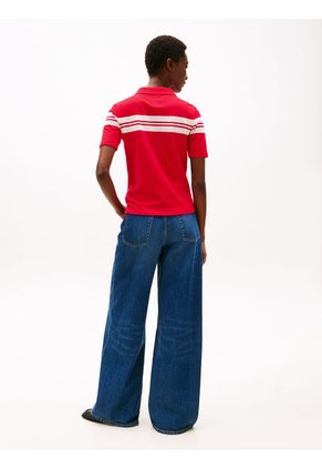 Polo Rojo De Rayas Con Corte Slim Tommy Hilfiger