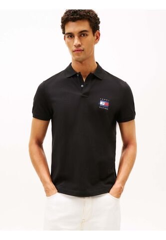 Polo Negro De Corte Regular Con Logo Gráfico Tommy Hilfiger Tommy Hilfiger