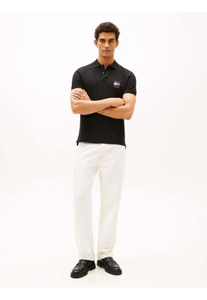 Polo Negro De Corte Regular Con Logo Gráfico Tommy Hilfiger