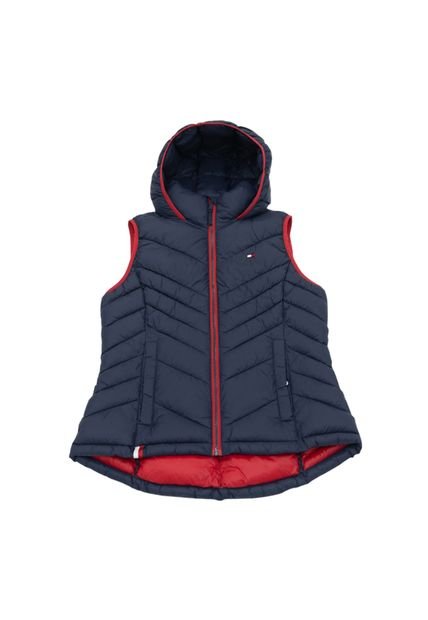 Chaleco Azul Acolchado Con Capota Tommy Hilfiger
