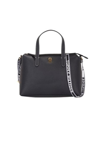 Bolso Negro Satchel Con Insignia Tommy Hilfiger Tommy Hilfiger