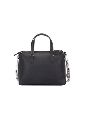 Bolso Negro Satchel Con Insignia Tommy Hilfiger