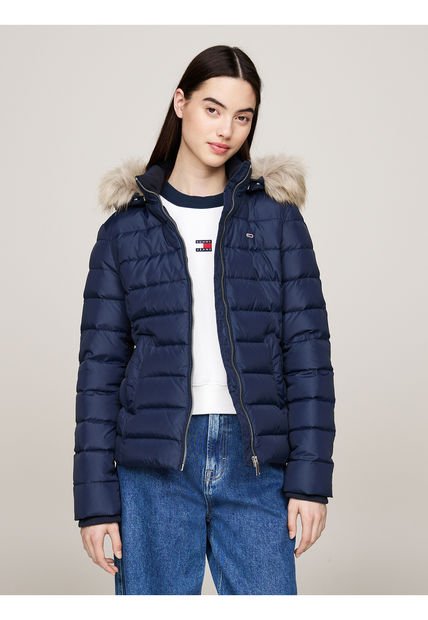 Chaqueta Azul Con Capota De Pelo Sintético Tommy Jeans