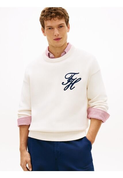 Saco Blanco Grueso Con Logo Bordado Tommy Hilfiger