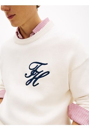 Saco Blanco Grueso Con Logo Bordado Tommy Hilfiger