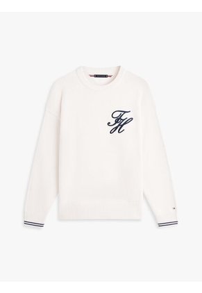 Saco Blanco Grueso Con Logo Bordado Tommy Hilfiger