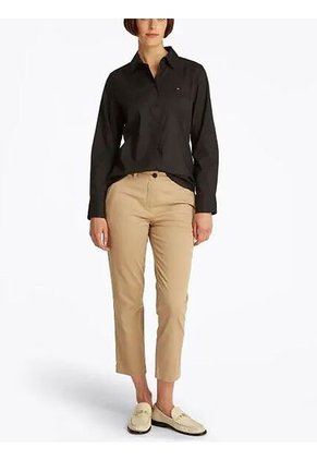 Camisa Negra De Popelín De Corte Regular Tommy Hilfiger