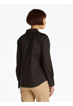 Camisa Negra De Popelín De Corte Regular Tommy Hilfiger