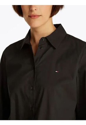Camisa Negra De Popelín De Corte Regular Tommy Hilfiger