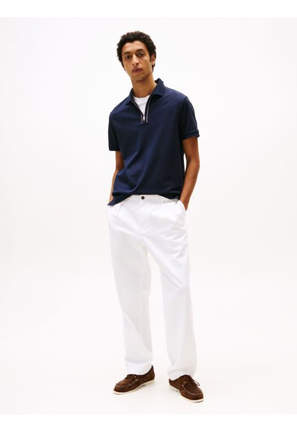 Polo Azul De Corte Regular Con Cremallera Tommy Hilfiger
