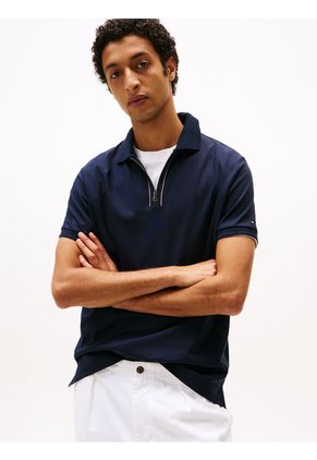 Polo Azul De Corte Regular Con Cremallera Tommy Hilfiger