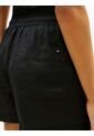 Pantalonetas Negro De Puro Lino Con Logo Bordado Tommy Hilfiger de Tommy Hilfiger