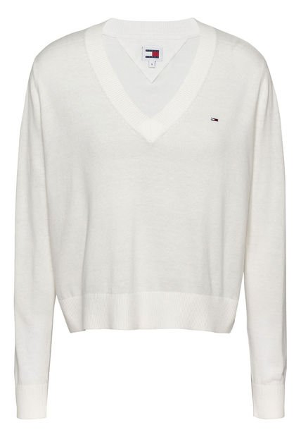 Saco Blanco Con Cuello En V Tommy Jeans