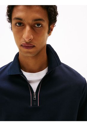Polo Azul De Corte Regular Con Cremallera Tommy Hilfiger