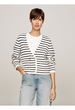 Cárdigan Blanco De Rayas Marineras Tommy Hilfiger