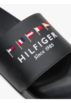 Sandalias Negro De Piscina Con Logo Bordado Tommy Hilfiger