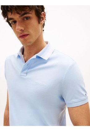 Polo Celeste De Corte Regular Tommy Hilfiger