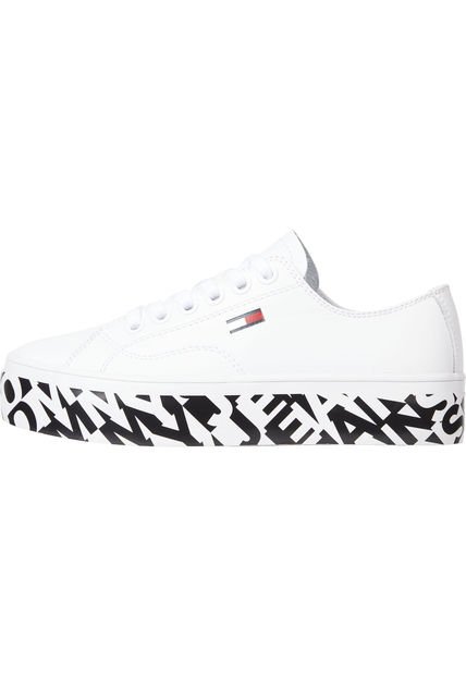 Tenis De Piel Con Suela Cupsole Mujer Blanco Tommy Hilfiger