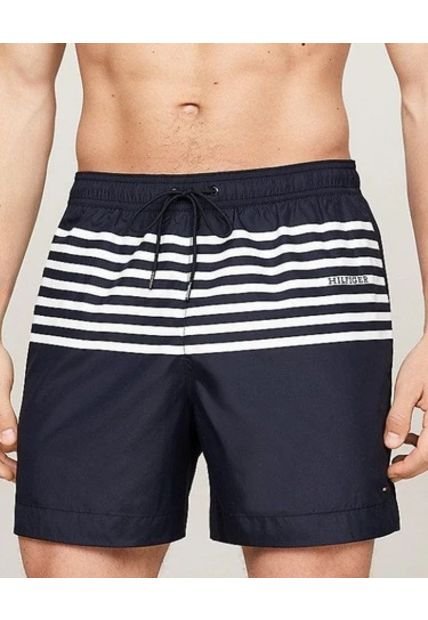 Pantaloneta Azul De Baño Essential Estampado De Medio Largo Tommy Hilfiger