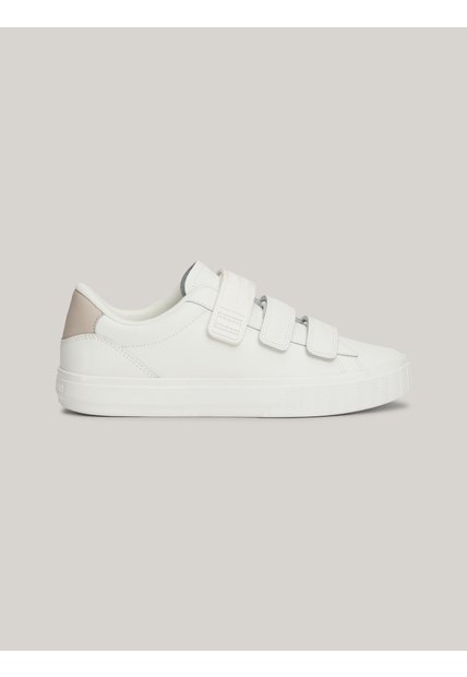 Tenis Beige De Cuero Con Cierre De Velcro Tommy Hilfiger