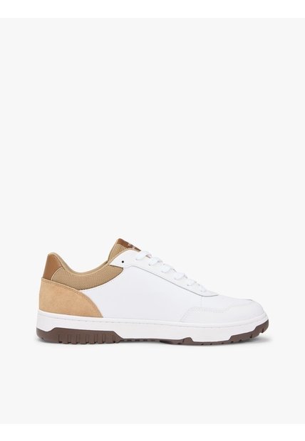 Tenis Khaki De Baloncesto En Cuero Tommy Hilfiger
