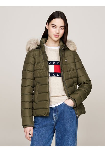 Chaqueta Verde Con Capota De Pelo Sintético Tommy Jeans