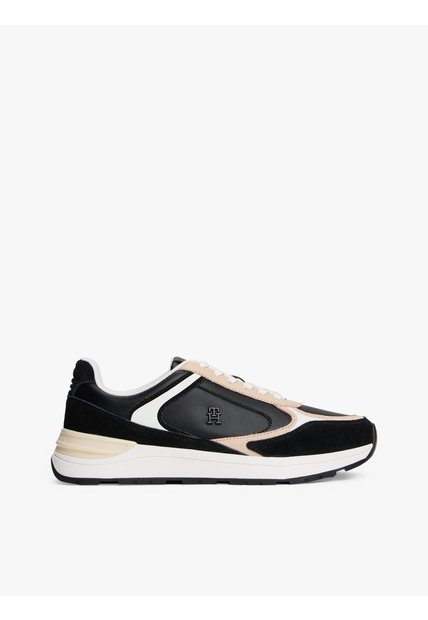 Tenis Negro Casual Fashion Runner En Cuero Tommy Hilfiger
