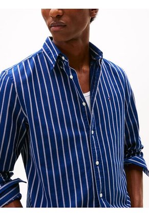 Camisa Azul De Rayas Regular Tommy Hilfiger