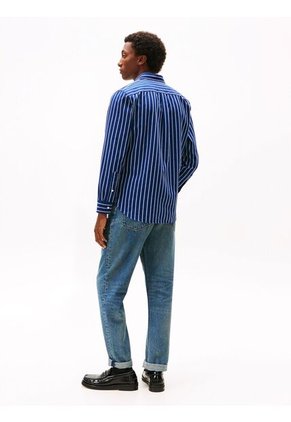 Camisa Azul De Rayas Regular Tommy Hilfiger