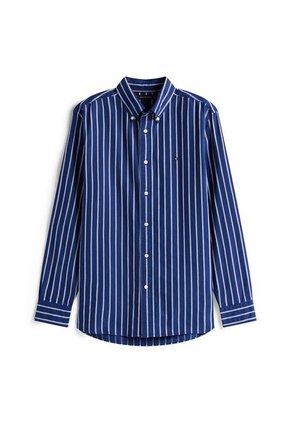 Camisa Azul De Rayas Regular Tommy Hilfiger