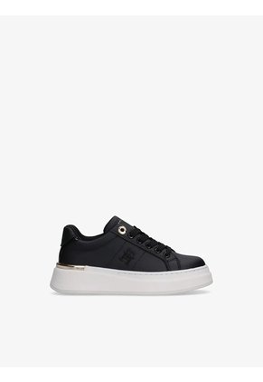 Tenis Negro Para Niña De Corte Bajo Con Cordones Tommy Hilfiger