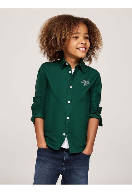 Camisa Verde Niño Oxford Corte Regular Tommy Hilfiger