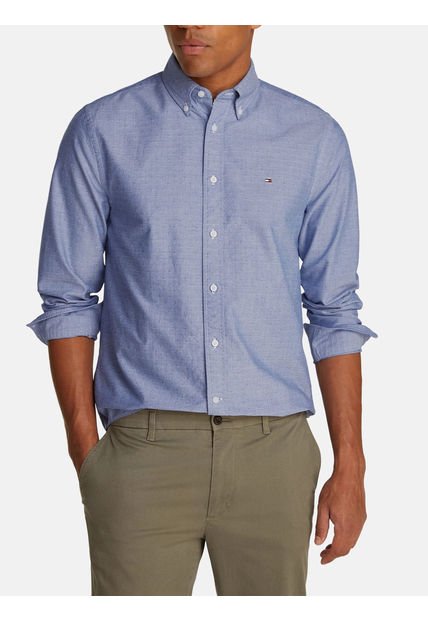 Camisa Azul Oxford De Corte Regular Tommy Hilfiger