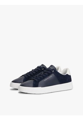 Tenis Azul De Tenis En Cuero Texturizada Tommy Hilfiger