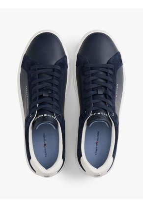 Tenis Azul De Tenis En Cuero Texturizada Tommy Hilfiger