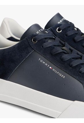 Tenis Azul De Tenis En Cuero Texturizada Tommy Hilfiger