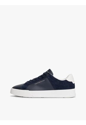 Tenis Azul De Tenis En Cuero Texturizada Tommy Hilfiger