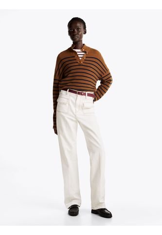 Jeans Blanco De Talle Alto Y Corte Bootcut Con Costuras A Contraste Tommy Hilfiger Tommy Hilfiger