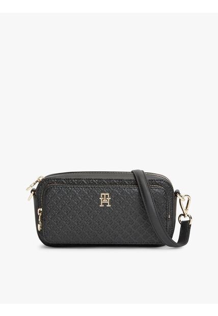 Bolso Negro Cruzado Tipo Cámara Con Monogramas TH Tommy Hilfiger