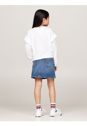 Camiseta Niña Blanca Con Mangas En Volante Tommy Hilfiger