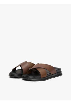 Sandalias Chocolate De Cuero Con Tiras Cruzadas Tommy Hilfiger