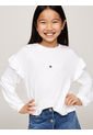 Camiseta Niña Blanca Con Mangas En Volante Tommy Hilfiger de Tommy Hilfiger