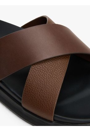 Sandalias Chocolate De Cuero Con Tiras Cruzadas Tommy Hilfiger