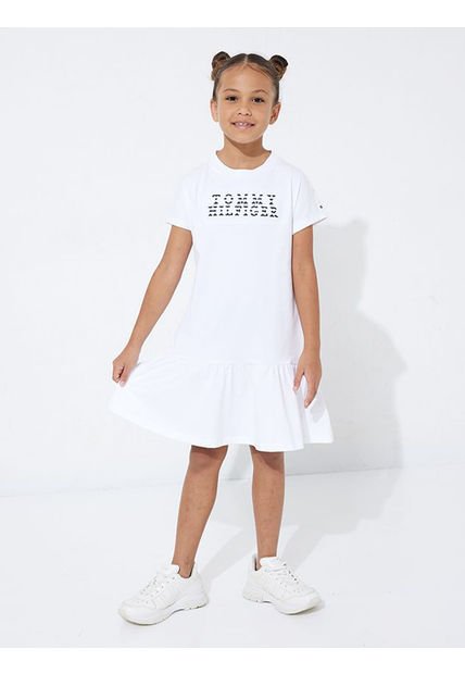 Vestido Camiseta Con Logo Niña Blanco Tommy Hilfiger