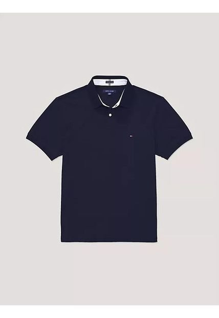 Polo Azul Elastico Clasico De Corte Regular - Adaptive Tommy Hilfiger