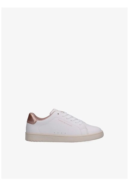 Tenis Blanco Para Niña De Corte Bajo Con Cordones Tommy Hilfiger