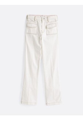 Jeans Blanco De Talle Alto Y Corte Bootcut Con Costuras A Contraste Tommy Hilfiger