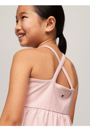 Camiseta Niña Rosada Global Stripe De Tirantes Cruzados Tommy Hilfiger