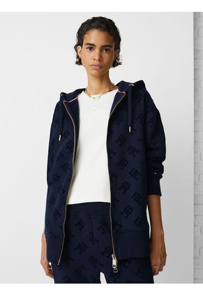 Sudadera Oversize Con Capucha Y Monogramas Azul Tommy Hilfiger